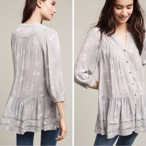 Holding Horses Anthropologie Floral Tunic Mini Dress Pockets